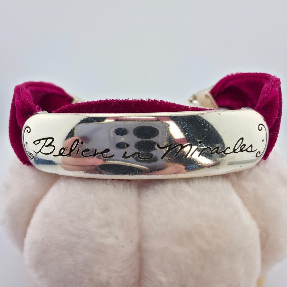 BRIGHTON 'Believe in Miracles' ID Bracelet Velvet Band Etched Silver Plate 7.5" - Picture 3 of 14